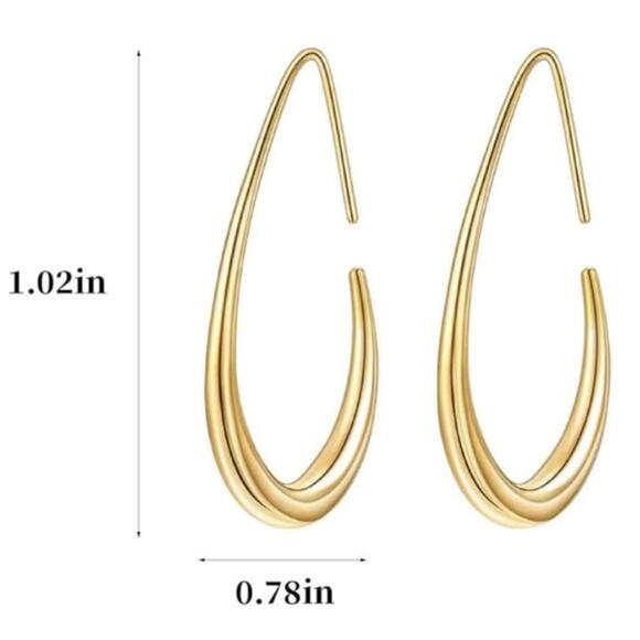 14K Gold Plated Fishhook Earrings - Picture 3 of 3